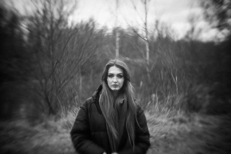 Artistic winter portrait in Eberbach forest