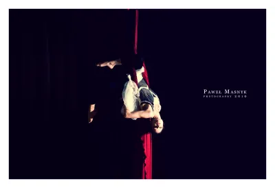 Aerial silks. Dancing and gymnastics on sashes. Artistic photography