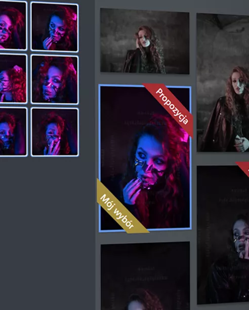 Fotoauswahl-Schnittstelle mit hervorgehobenen Bildern für die Kundenpräsentation