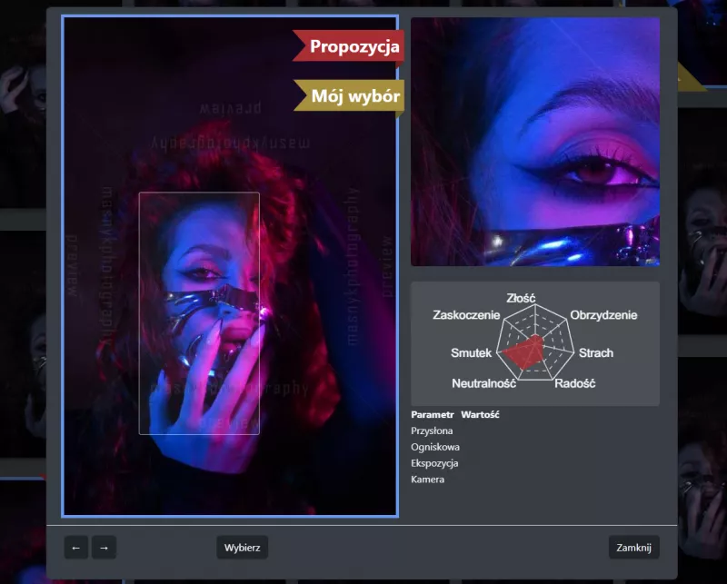 Benutzeroberfläche der Software zur Fotoanzeige für Kunden